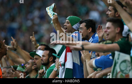 FILE PICS: Final league fixture of Chapecoense team before fatal plane crash. Sao Paulo, Brazil. 27th November, 2016.  Pictured:  The crowd of SE Palmeiras in the game against the team of the Chapecoense F during match valid for the thirty-seventh round of the Brazilian Championship Serie A, the Allianz Arena Park. (Photo: Cesar Greco/Fotoarena) Credit:  Foto Arena LTDA/Alamy Live News Stock Photo