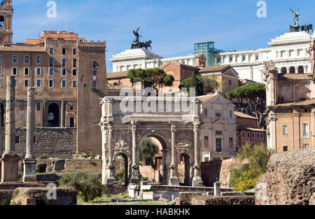 Roman forum ancient ruins in rome, Italy Stock Photo