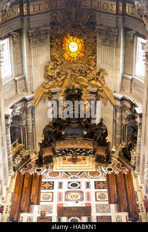 Main altar in basilica st peter in vatican, bernini masterpiece, rome, italy Stock Photo