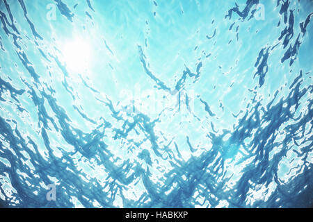 Underwater Sea Deep Water Abyss With Blue Sun Light Stock Photo