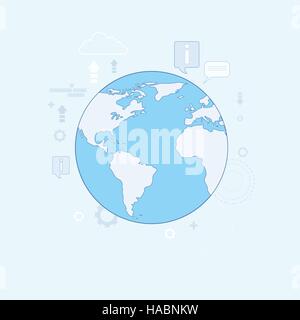 World Progress Concept Business Globe Icon Thin Line Stock Vector