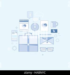 Briefcase Business Finance Stuff Thin Line Stock Vector
