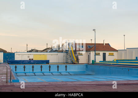 Stonehaven open air swimming pool out of season - empty and closed Stock Photo
