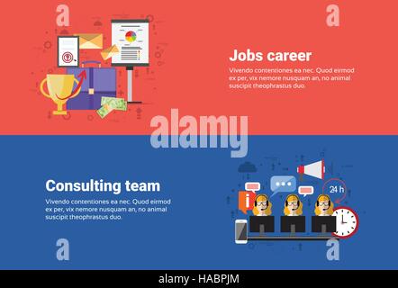 Job Career Professional Occupation, Consulting Team Support Technical Online Chat Web Banner Stock Vector