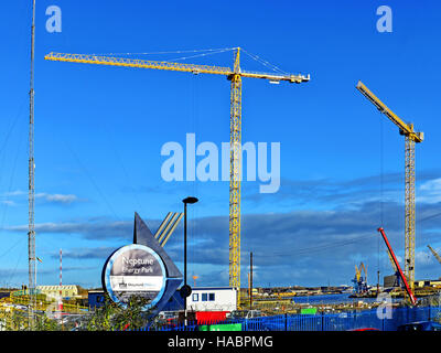 Wallsend Neptune Energy Park Shepherd Offshore and lifting cranes Stock Photo