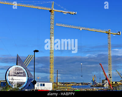 Wallsend Neptune Energy Park Shepherd Offshore and lifting cranes Stock Photo