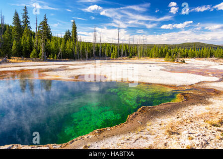 Colorful Abyss Pool in the West Thumb Geyser Basin in Yellowstone National Park Stock Photo