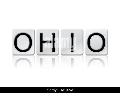 The word 'Ohio' written in tile letters isolated on a white background. Stock Photo