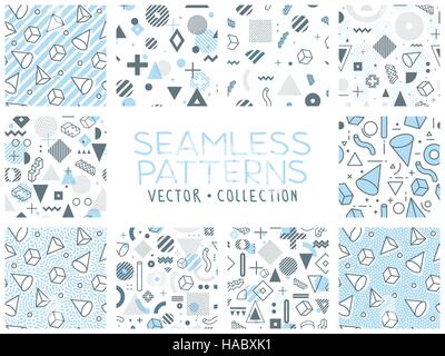 Geometric memphis seamless isolated patterns Stock Vector