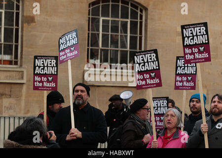 Protestors at The BBC Studios protesting about the Andrew Marr show interviewing Marine Le Pen President of the National Front i Stock Photo