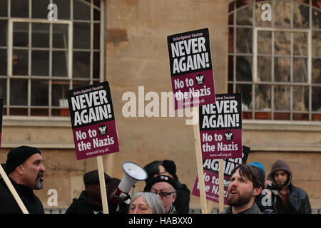 Protestors at The BBC Studios protesting about the Andrew Marr show interviewing Marine Le Pen President of the National Front i Stock Photo