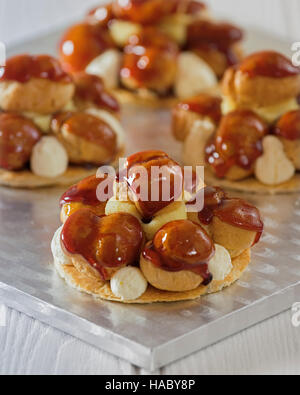 Small gâteaux St Honoré. French pastries. France Food Stock Photo