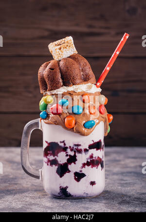 Jar of homemade extreme milkshake Stock Photo