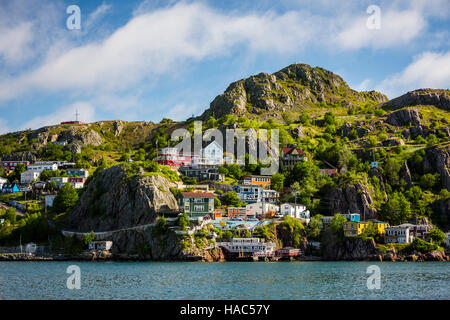 The battery neighborhood on the slopes of Signal Hill in St. John's Newfoundland and Labrador, Canada. Stock Photo