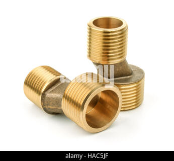 Brass fitting eccentric  connectors isolated on white Stock Photo