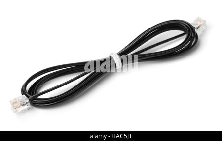 Phone cable isolated on white Stock Photo