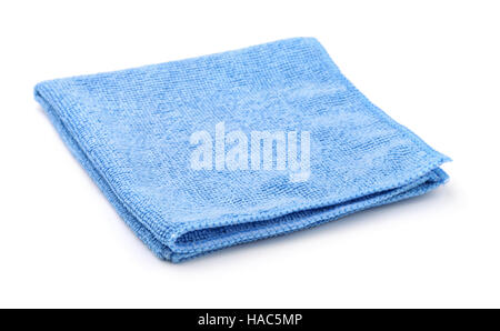 Blue folded microfiber cloth isolated on white Stock Photo