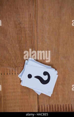 Stack of cards with a question mark Stock Photo