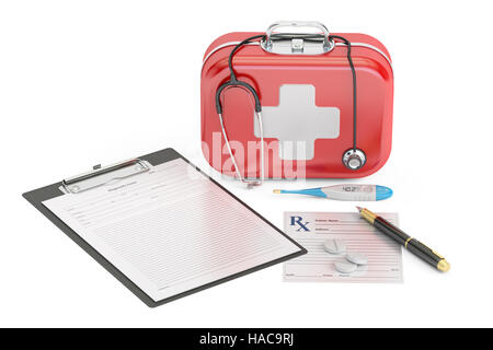 First Medical Aid and Diagnostic concept, 3D rendering isolated on white background Stock Photo