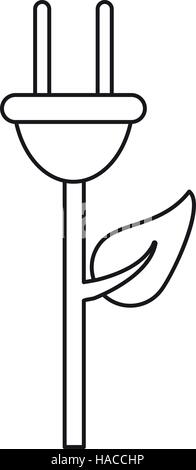 pictograh plug cable leaves ecology energy symbol Stock Vector