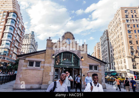 New York City,NY NYC Manhattan,Upper West Side,72nd Street Station,IRT Broadway-Seventh Avenue Line,subway,control house,entrance,Black adult,adults,m Stock Photo