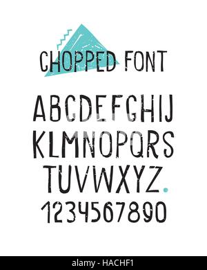Line simple chopped font. Universal alphabet with capital letter Stock Vector