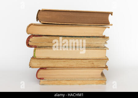 stack of old books isolated on white background Stock Photo