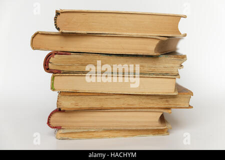 stack of old books isolated on white background Stock Photo