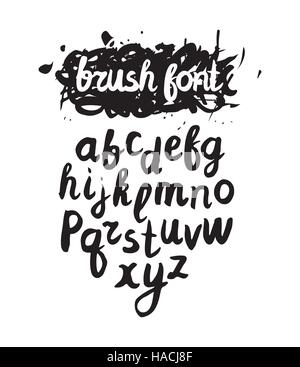 Vector handwritten brush alphabet on grunge background. Hand dra Stock Vector