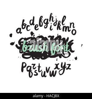 Vector handwritten brush alphabet on grunge background. Hand dra Stock Vector