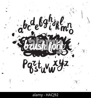 Vector handwritten brush alphabet on grunge background. Hand dra Stock Vector