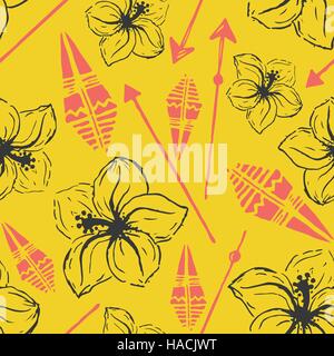 Vector seamless pattern. Universal colorful summer hawaiian flow Stock Vector