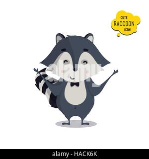 Universal cute raccoons set with family raccoon Stock Vector