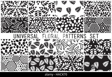 Universal floral seamless patterns set Stock Vector