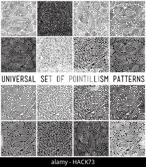 Universal geometric striped dotted seamless pattern set Stock Vector