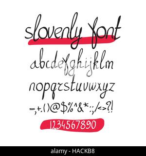 Vector handwritten brush alphabet on white background. Hand draw Stock Vector