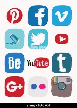 Collection of popular social media logos in round form. Instagram ...