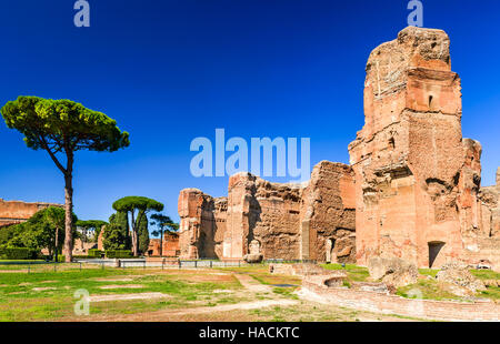 Rome, Italy. Baths of Caracalla, ancient ruins of roman public thermae built by Emperor Caracalla, between 212 and 216AD. Stock Photo