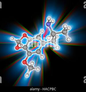 Molecular model of the psychedelic drug MMDA (C11.H15.N.O3), also known ...