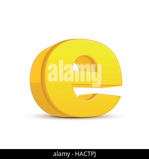 left tilt yellow letter E, 3D illustration graphic isolated on white background Stock Vector