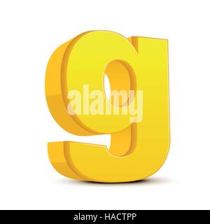 left tilt yellow letter G, 3D illustration graphic isolated on white background Stock Vector