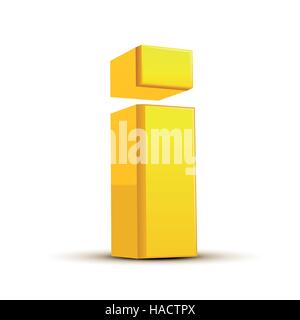 left tilt yellow letter I, 3D illustration graphic isolated on white background Stock Vector