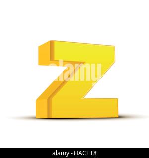 left tilt yellow letter Z, 3D illustration graphic isolated on white background Stock Vector