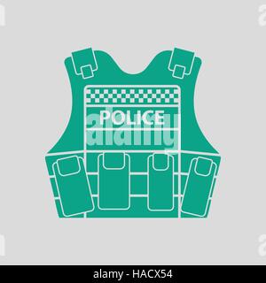 Police vest icon. Gray background with green. Vector illustration Stock ...