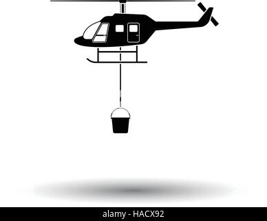 Fire service helicopter icon. White background with shadow design. Vector illustration. Stock Vector