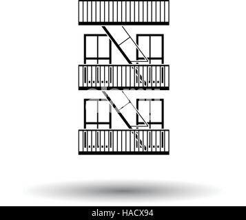 Emergency fire ladder icon. White background with shadow design. Vector illustration. Stock Vector