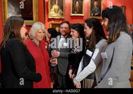 The Duchess of Cambridge meets students during her visit to the University of Cambridge's Fitzwilliam Museum to mark its bicentenary and to celebrate the 600th anniversary of the Cambridge University Library. Stock Photo