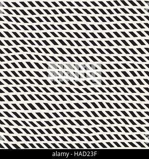 Wavy Hand Drawn Slanted Lines. Vector Seamless Black and White Pattern. Stock Vector