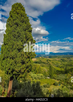 View at Chianti countryside from San Gimignano, Italy Stock Photo