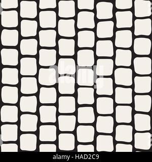 Vector Seamless Black and White Hand Drawn Rectangles Pattern Stock Vector